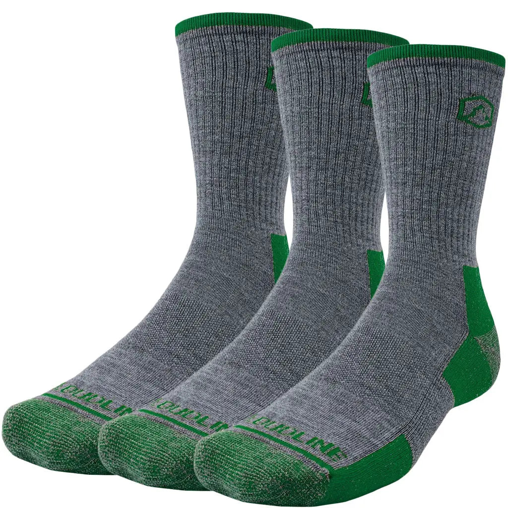 Crew Merino Wool Hiking Sock 3-pack - Light Cushion - Evergreen