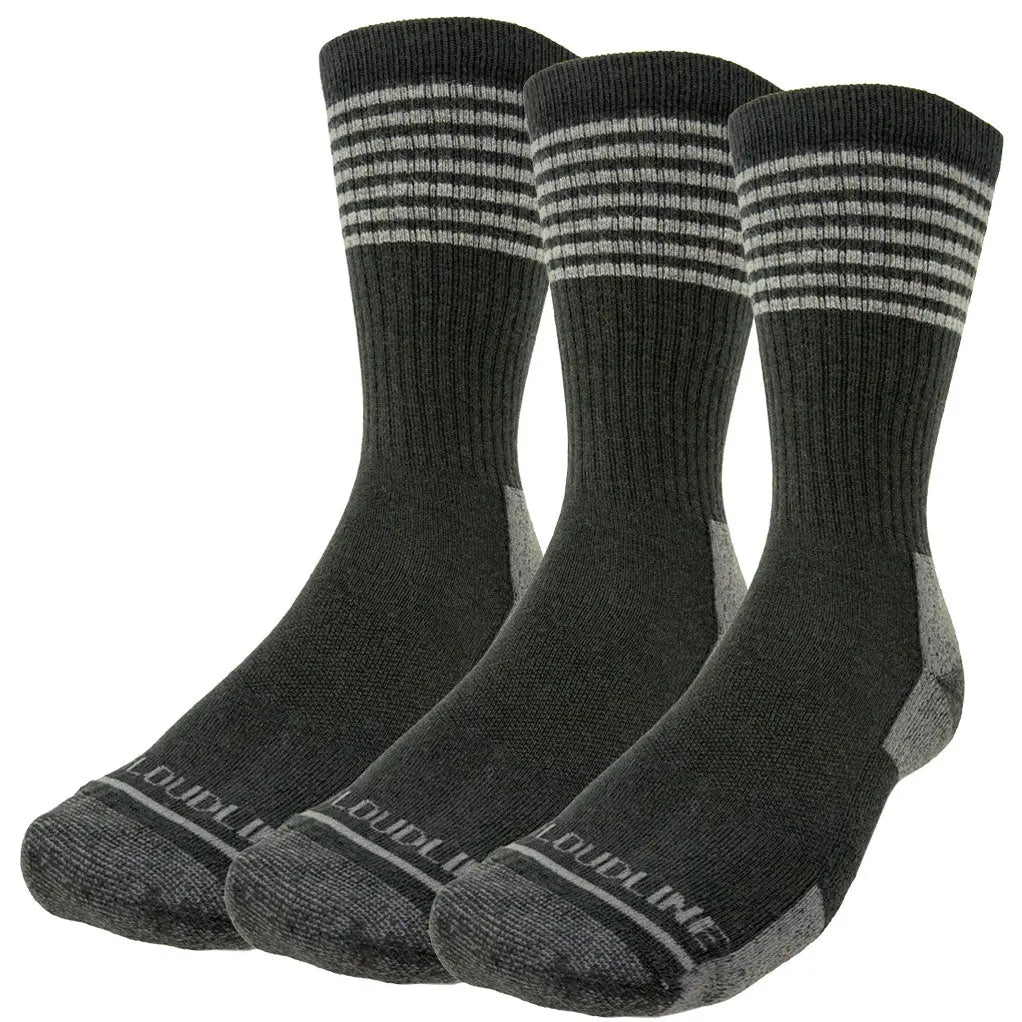 Crew Merino Wool Hiking Sock 3-pack - Light Cushion - Midnight Stripes