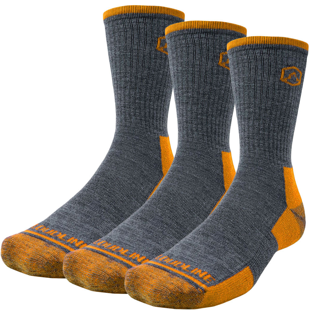 Crew Merino Wool Hiking Sock 3-pack - Ultralight - Hi-Vis Orange