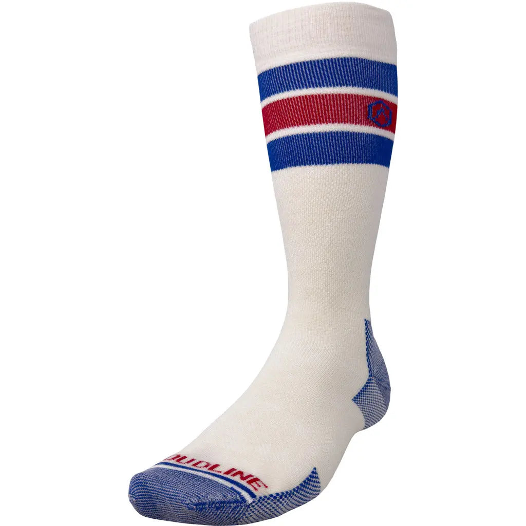 Cloudline Retro Compression Sock - Ultralight Merino Wool - White Glacial