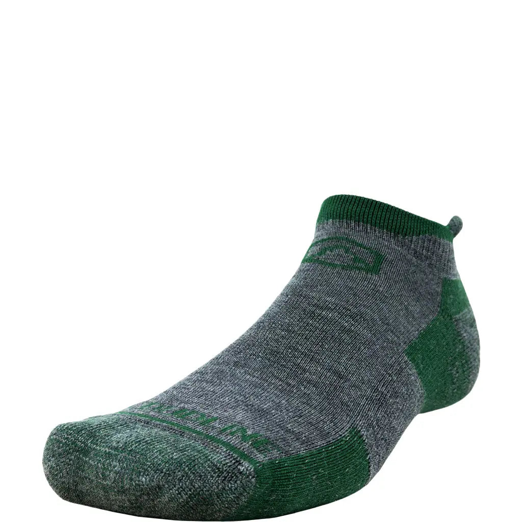 No-show Merino Wool Ankle Running Sock - Light Cushion - Evergreen