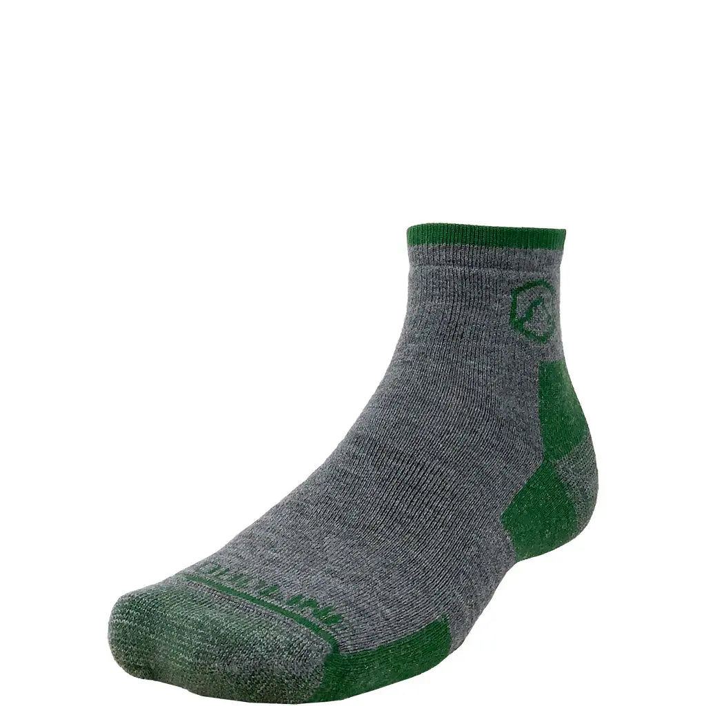 Quarter Top Merino Wool Running & Hiking Sock - Medium Cushion - Evergreen