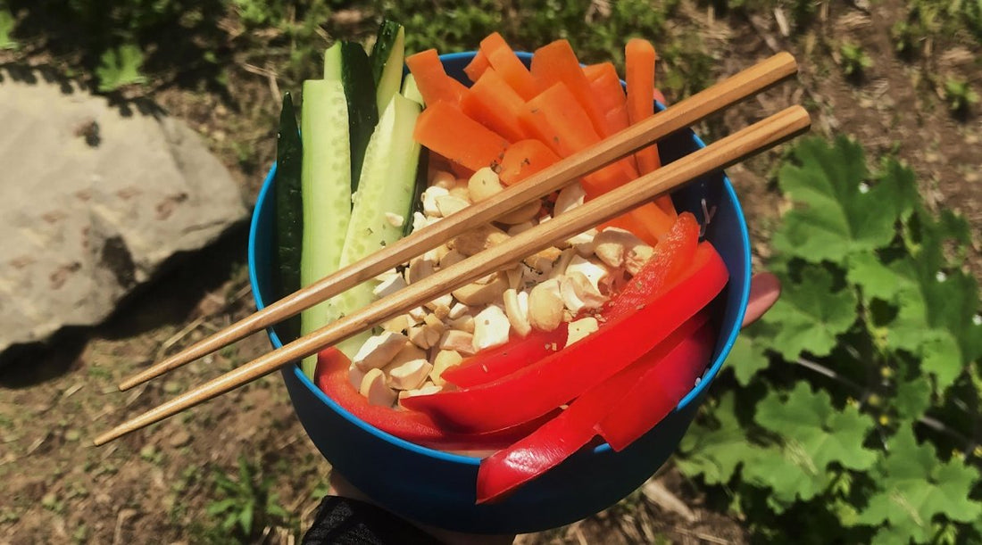 Bowl of Tangy Vietnamese Noodles backpacking meal recipe.