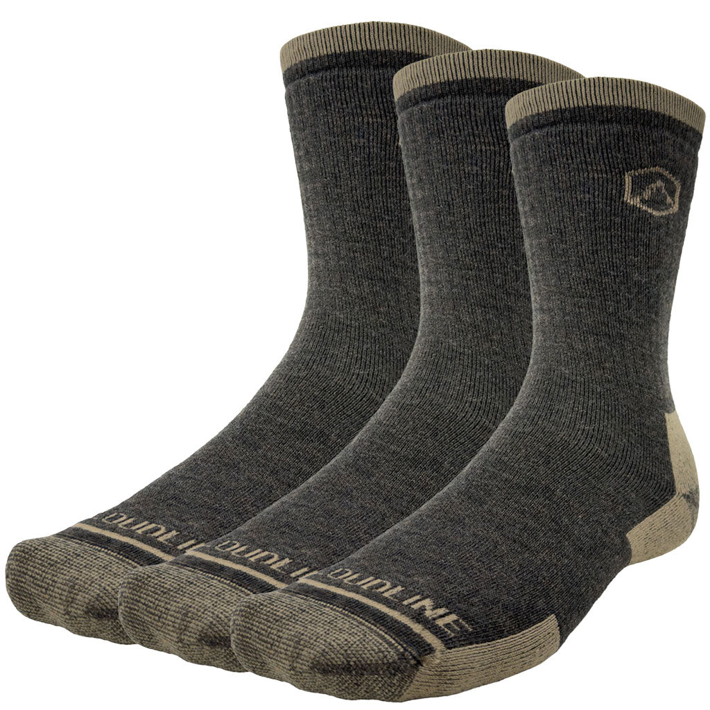Crew Merino Wool Hiking Sock 3-pack - Medium Cushion - Chocolate