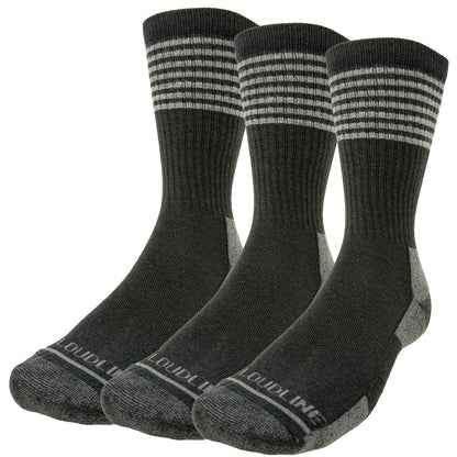 Crew Merino Wool Hiking Sock 3-pack - Light Cushion - Midnight Stripes