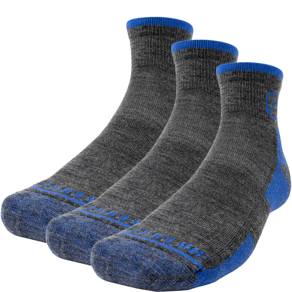 Quarter Top Merino Wool Running Sock 3-pack - Medium Cushion - Glacial Blue
