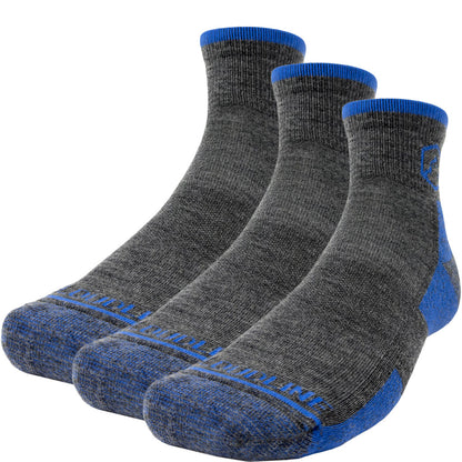 Quarter Top Merino Wool Running Sock 3-pack - Medium Cushion - Glacial Blue