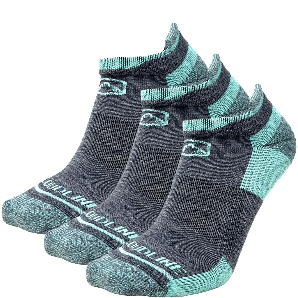 No-show Merino Wool Ankle Running Sock 3-pack - Light Cushion - Ice Blue