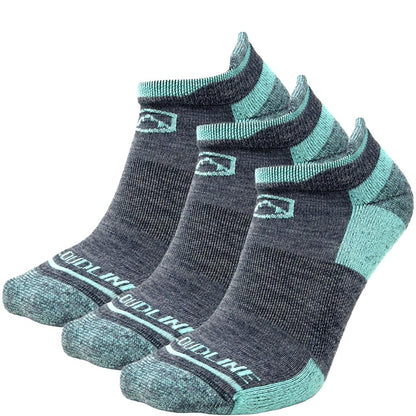 No-show Merino Wool Ankle Running Sock 3-pack - Light Cushion - Ice Blue