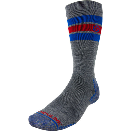 Cloudline Retro Compression Sock - Ultralight - Grey with Blue and Red Stripes