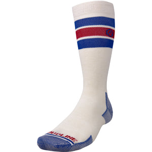 Cloudline Retro Compression Sock - Ultralight - White with Blue and Red Stripes