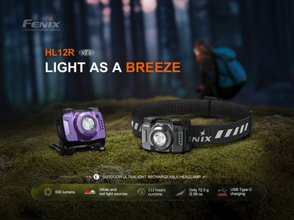 Fenix HL12R V2 Ultralight Outdoor Rechargeable Headlamp Fenix Store