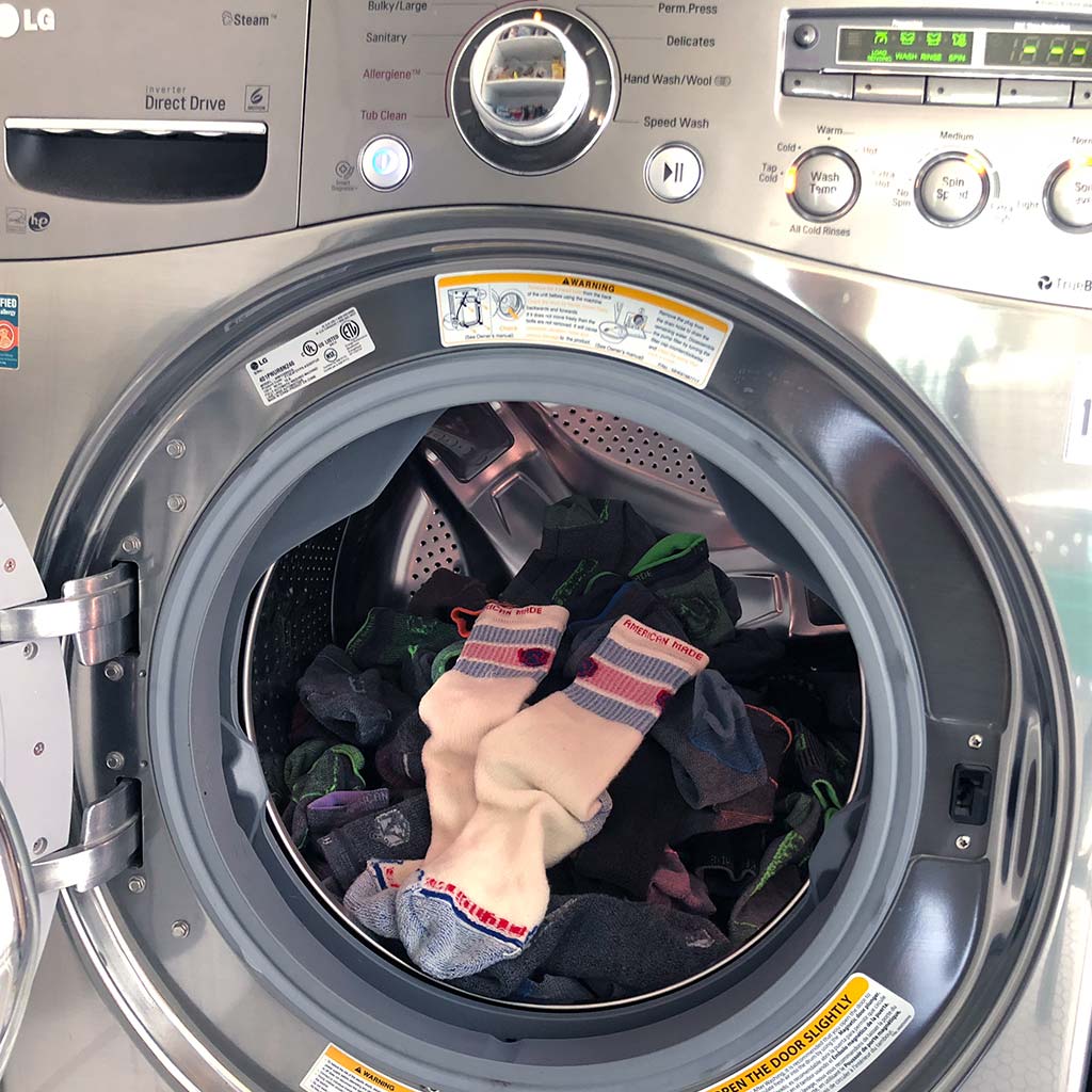 Cloudline socks in Washing Machine.