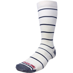 Cloudline Pinstripe Compression Sock - Ultralight - White with Navy Stripes