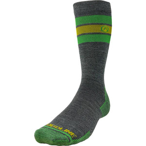 Cloudline Retro Compression Sock - Ultralight - Grey with Green and Yellow Stripes