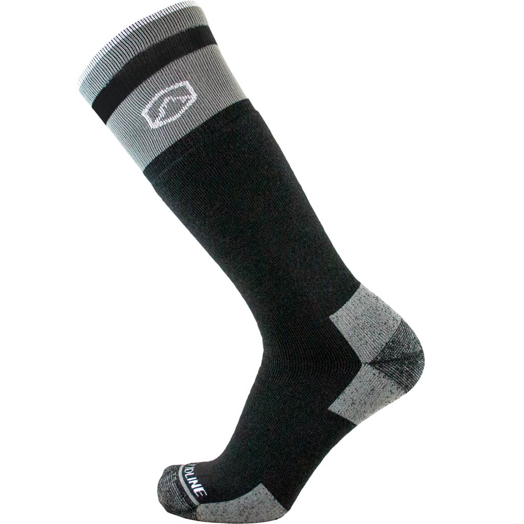 Cloudline Ski & Snowboard Sock - Medium Cushion - Black and Grey