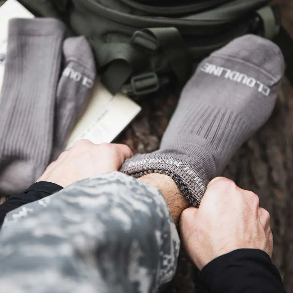 Cloudline Men's Merino Wool Tactical Socks | Light Cushion Crew ...